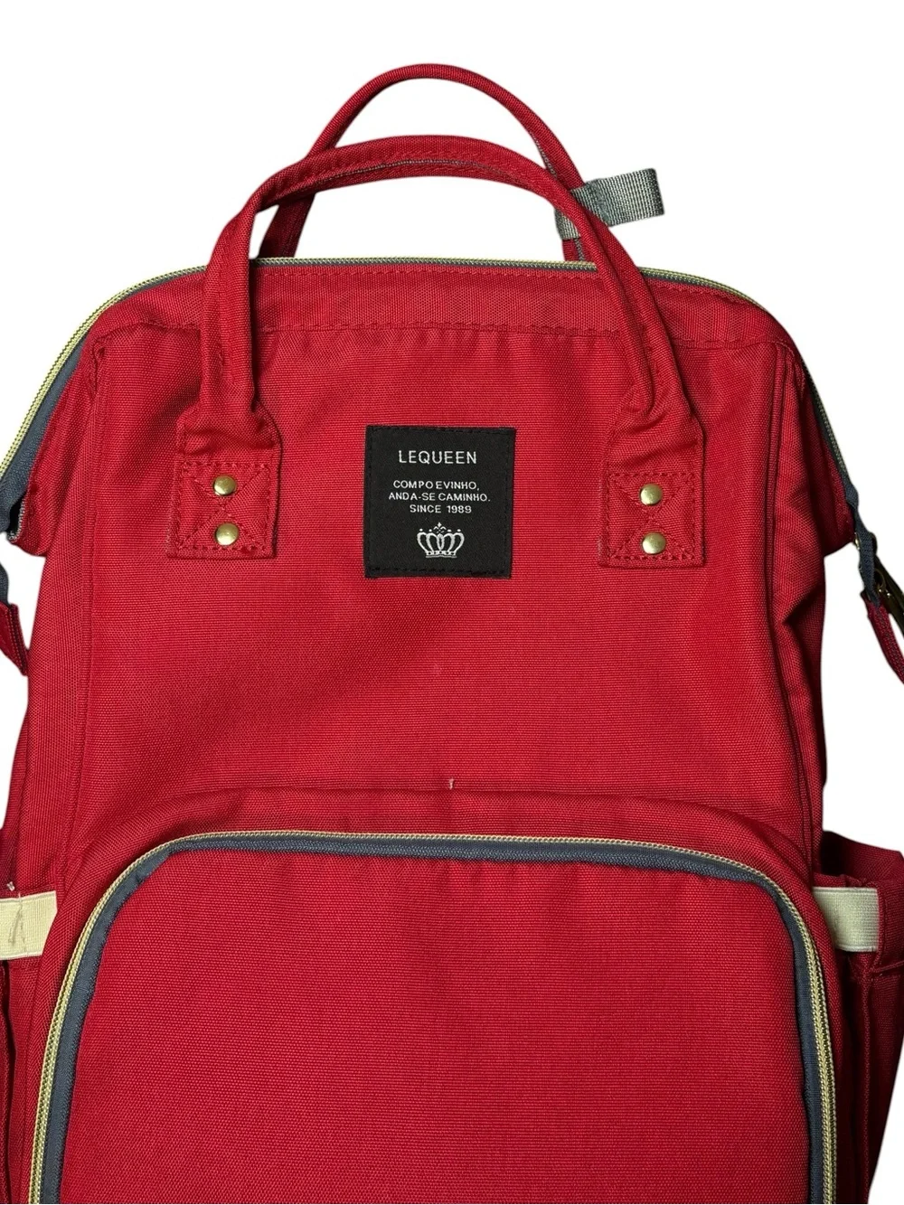 LeQueen Red Diaper Backpack Multi Pocket Baby Travel Bag